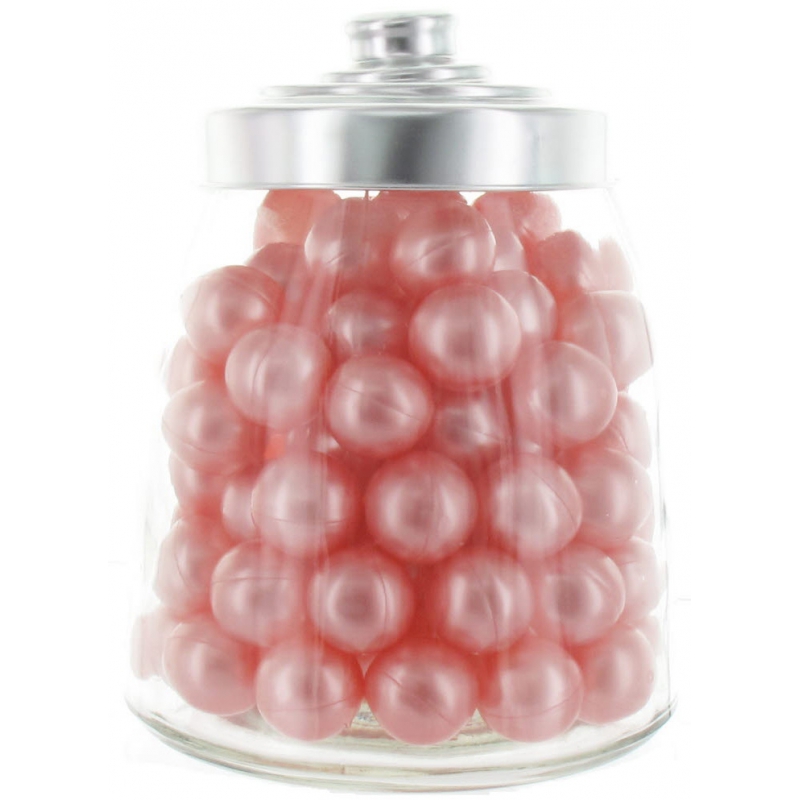 100 Perles de Bain parfum Rose avec Bocal en verre forme bonbonnière