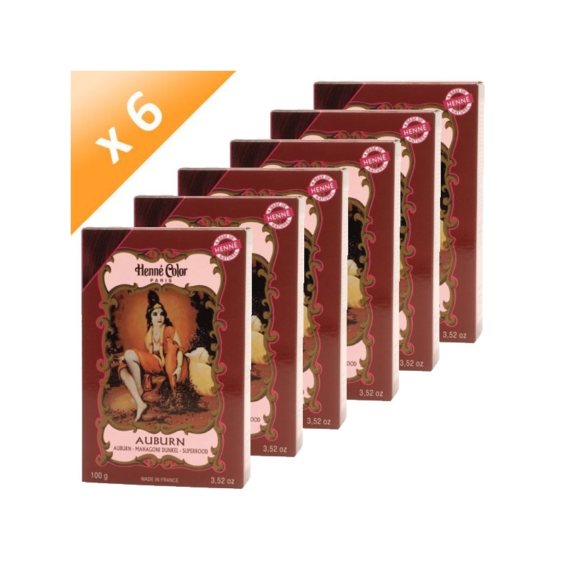 Lot de 6 Henné Auburn Henné Color - 100gr poudre Lot de 6 Henné Auburn Henné Color - 100gr poudre