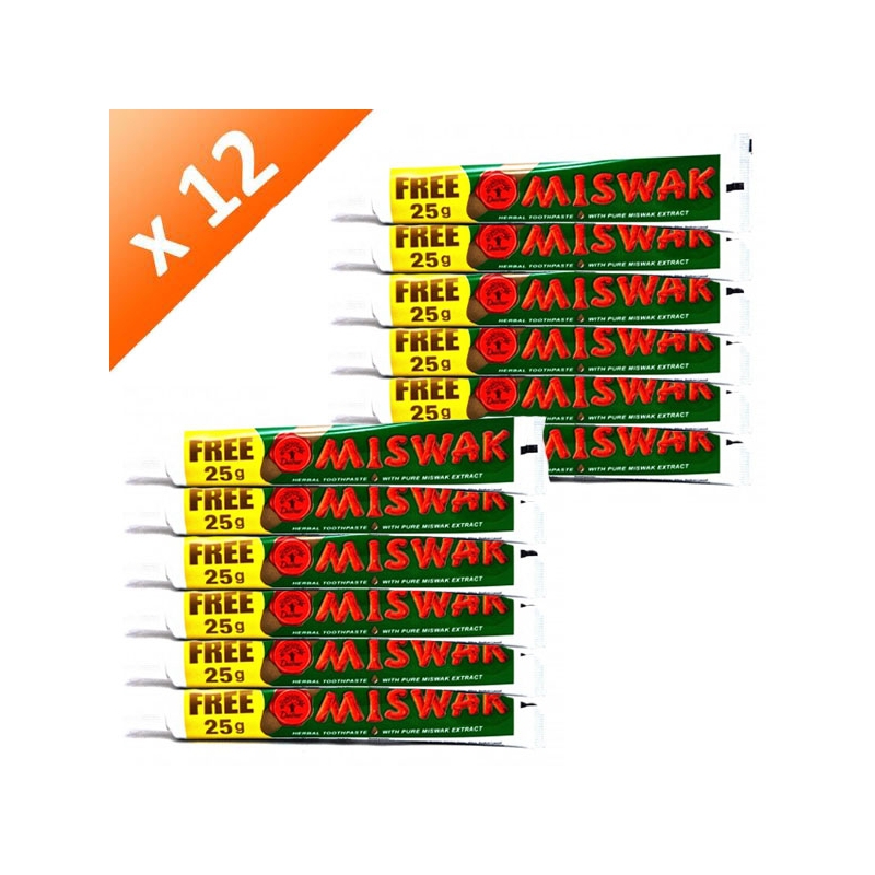 Lot de 12 Dentifrices au Siwak 50gr + 25gr gratuit Lot de 12 Dentifrices au Siwak 50gr + 25gr gratuit