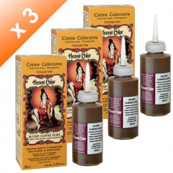 Lot de 3 Crèmes colorantes Blond Cuivré Doré Henné Color - 90ml