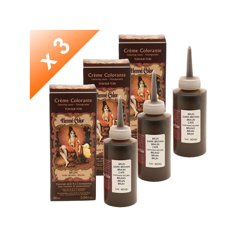 Lot de 3 Crèmes colorantes Brun Henné Color - 90ml Lot de 3 Crèmes colorantes Brun Henné Color - 90ml