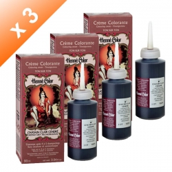 Lot de 3 Crèmes colorantes Chatain clair cendré Henné Color - 90ml