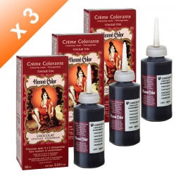 Lot de 3 Crèmes colorantes Chocolat Henné Color - 90ml