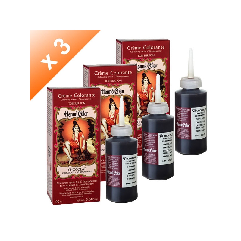Lot de 3 Crèmes colorantes Chocolat Henné Color - 90ml Lot de 3 Crèmes colorantes Chocolat Henné Color - 90ml