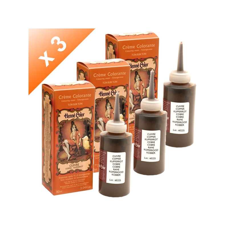 Lot de 3 Crèmes colorantes Cuivre Henné Color - 90ml Lot de 3 Crèmes colorantes Cuivre Henné Color - 90ml