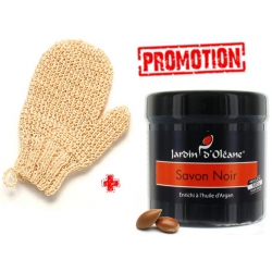 Kit 1 Savon Noir à l'Huile d'Argan + 1 Gant 100% Sisal