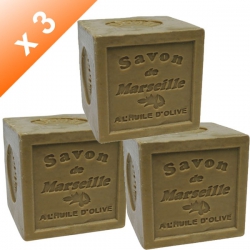 Lot de 3 Savons de Marseille cube 72% Olive - 300gr