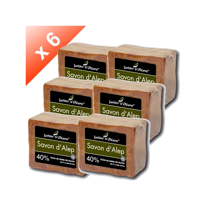 Lot de 6 Savons d'Alep 40% baies de laurier - 180gr