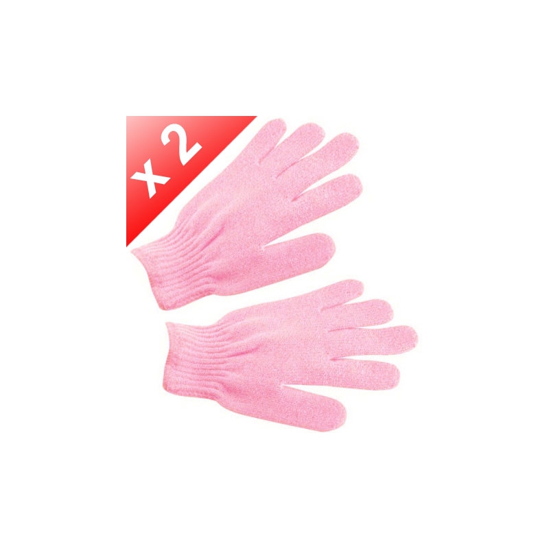 Lot de 2 Gants de gommage - Rose